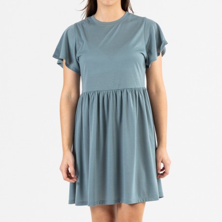 Vestido manga curta verde azulado