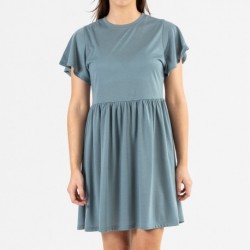 Vestido manga curta verde azulado