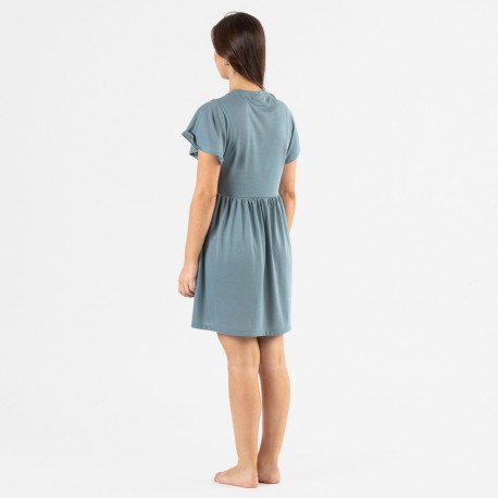 Vestido manga curta verde azulado
