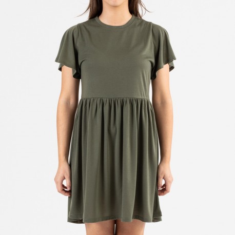 Vestido manga curta verde caça