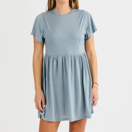 Vestido manga curta azul indigo