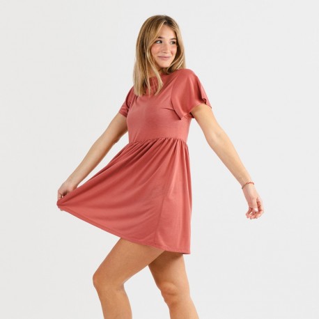 Vestido manga curta marsala