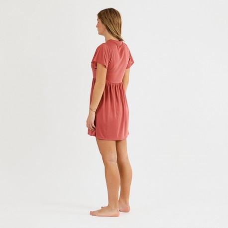 Vestido manga curta marsala