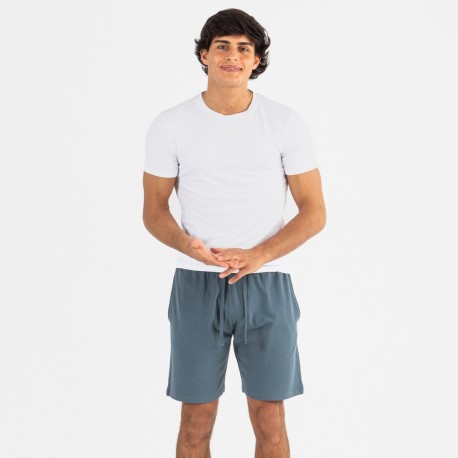 Conjunto desportivo curto homem branco - verde menta