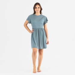 Vestido manga curta verde azulado