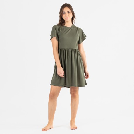 Vestido manga curta verde caça