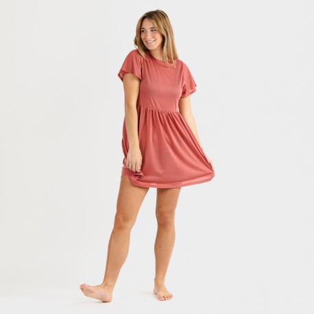 Vestido manga curta marsala