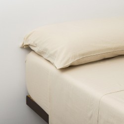 Jogo de lençóis algodão orgânico bege cama-90