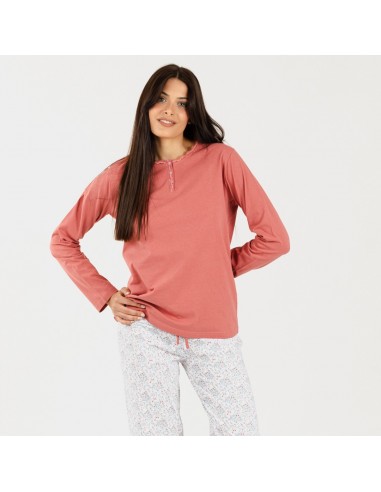 Pijama algodão Lorena marsala pijama-largo-algodon