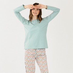 Pijama algodão Fabiola verde tiffany