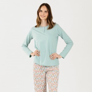 Pijama algodão Fabiola verde tiffany 2
