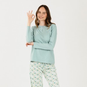 Pijama algodão Rueda verde...