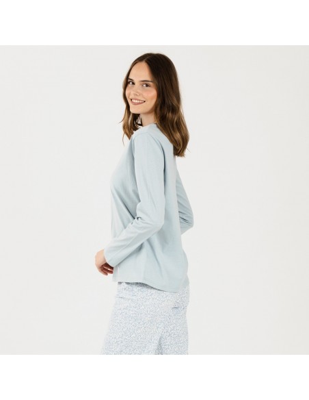 Pijama algodão Angelica azul celeste Pijama algodão Angelica azul celeste