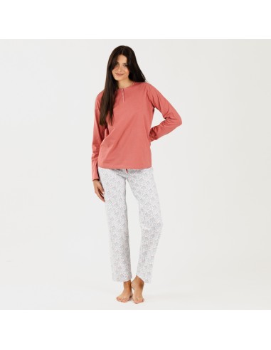 Pijama algodão Lorena marsala
