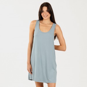 Vestido de alças malha sedosa azul indigo