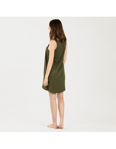 Vestido de alças malha sedosa verde caça