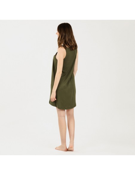 Vestido de alças malha sedosa verde caça Vestido de alças malha sedosa verde caça