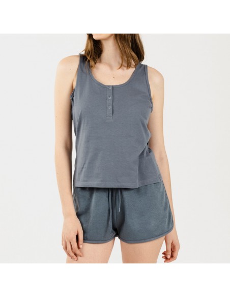 Conjunto desportivo curto mulher azul indigo Conjunto desportivo curto mulher azul indigo