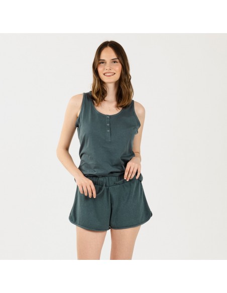 Conjunto desportivo curto mulher verde azulado