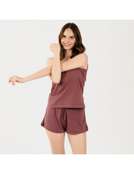 Conjunto desportivo curto mulher beringela Conjunto desportivo curto mulher beringela