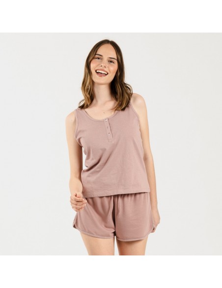 Conjunto desportivo curto mulher malva Conjunto desportivo curto mulher malva