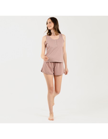 Conjunto desportivo curto mulher malva Conjunto desportivo curto mulher malva