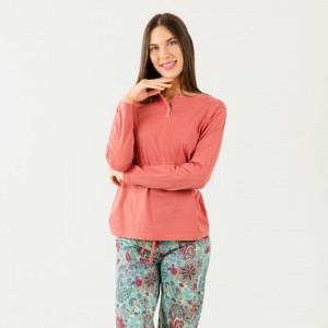 Pijama algodão Esventa marsala