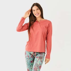 Pijama algodão Esventa marsala 2