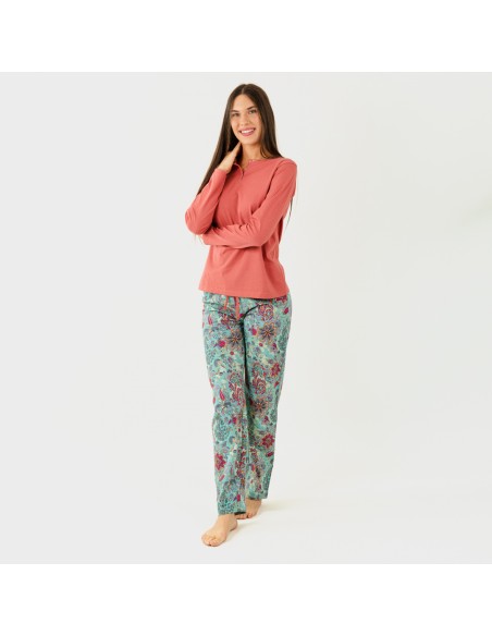 Pijama algodão Esventa marsala pijama-largo-algodon