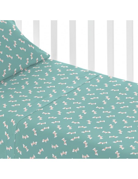 Jogo de lençóis algodão Ponder verde azulado cama bebé jogos-de-lencois-para-bebe