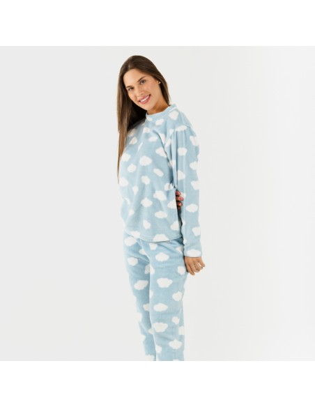 Pijama coral Nube azul celeste Pijama coral Nube azul celeste