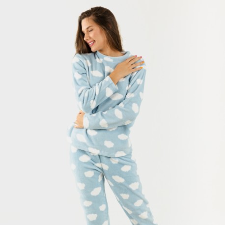 Pijama coral Nube azul celeste