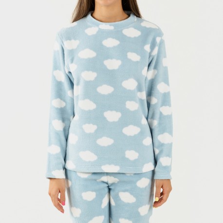 Pijama coral Nube azul celeste