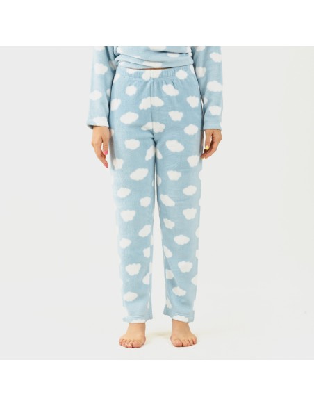 Pijama coral Nube azul celeste pijama-inverno-mulher
