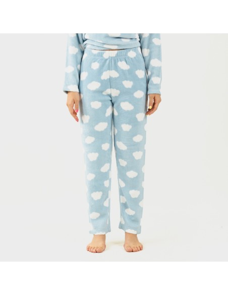 Pijama coral Nube azul celeste Pijama coral Nube azul celeste