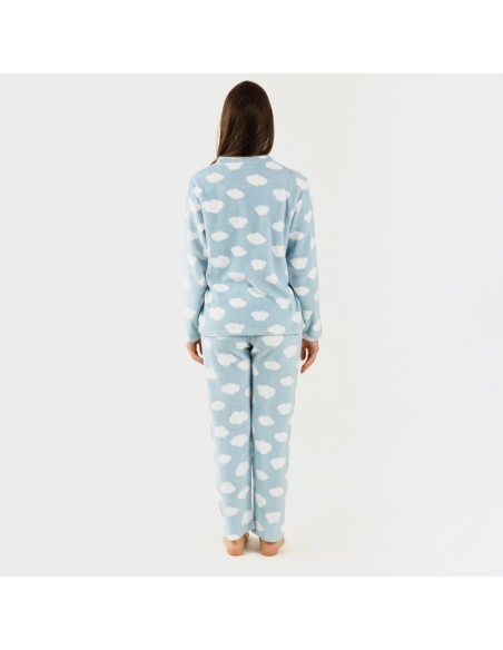 Pijama coral Nube azul celeste pijama-inverno-mulher
