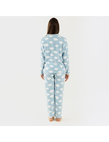 Pijama coral Nube azul celeste Pijama coral Nube azul celeste