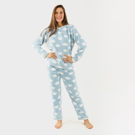 Pijama coral Nube azul celeste