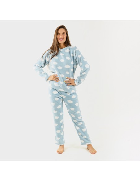 Pijama coral Nube azul celeste Pijama coral Nube azul celeste