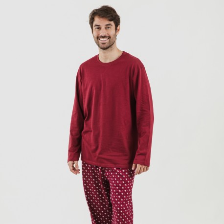 Pijama homem algodão Cachemir bordeaux roupa-para-estar-em-casa