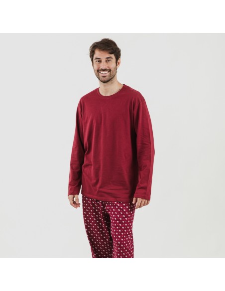 Pijama homem algodão Cachemir bordeaux roupa-para-estar-em-casa