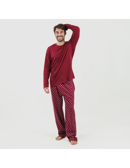 Pijama homem algodão Cachemir bordeaux roupa-para-estar-em-casa
