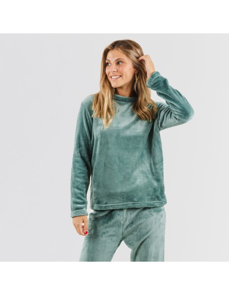 Pijama veludo verde francês pijama-inverno-mulher