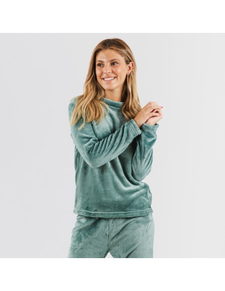 Pijama veludo verde francês pijama-inverno-mulher