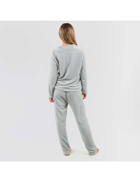 Pijama veludo cinza roupa-para-estar-em-casa
