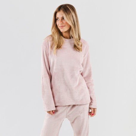 Pijama veludo rosa palo roupa-para-estar-em-casa