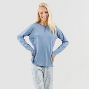 Pijama algodão Michelle azul indigo
