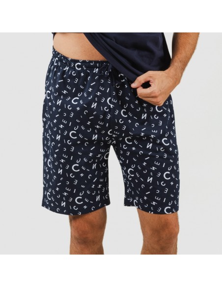 Pijama homem curto Yelco azul marinho pijamas-curtos-homem