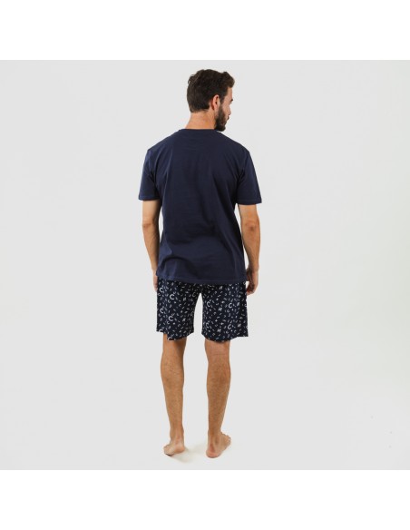 Pijama homem curto Yelco azul marinho pijamas-curtos-homem