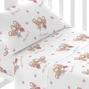 Jogo de lençóis algodão Friends rosa cama bebé